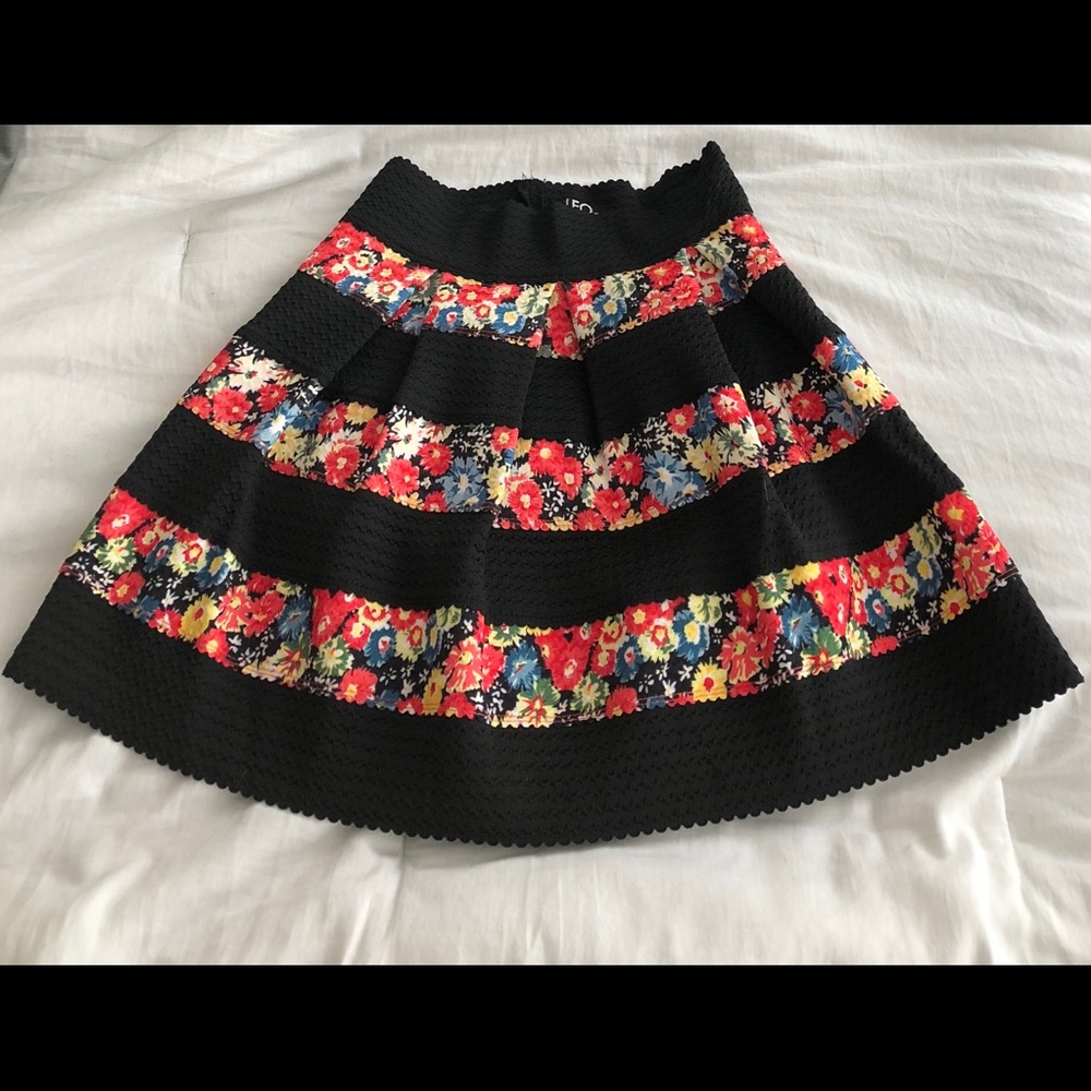 Floral Faux Twill Skirt